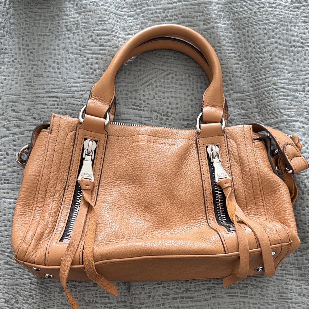 Aimee Kestenberg Tan Satchel with Silver Zippers